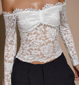Off-Shoulder Lace Bodycon Top