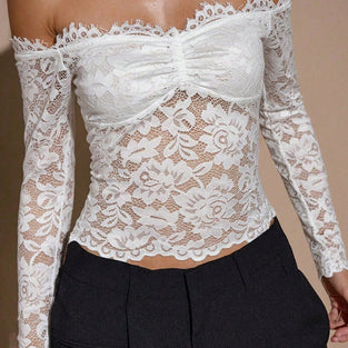 Off-Shoulder Lace Bodycon Top