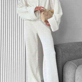 Cozy Chic Zip-Up Pants Set