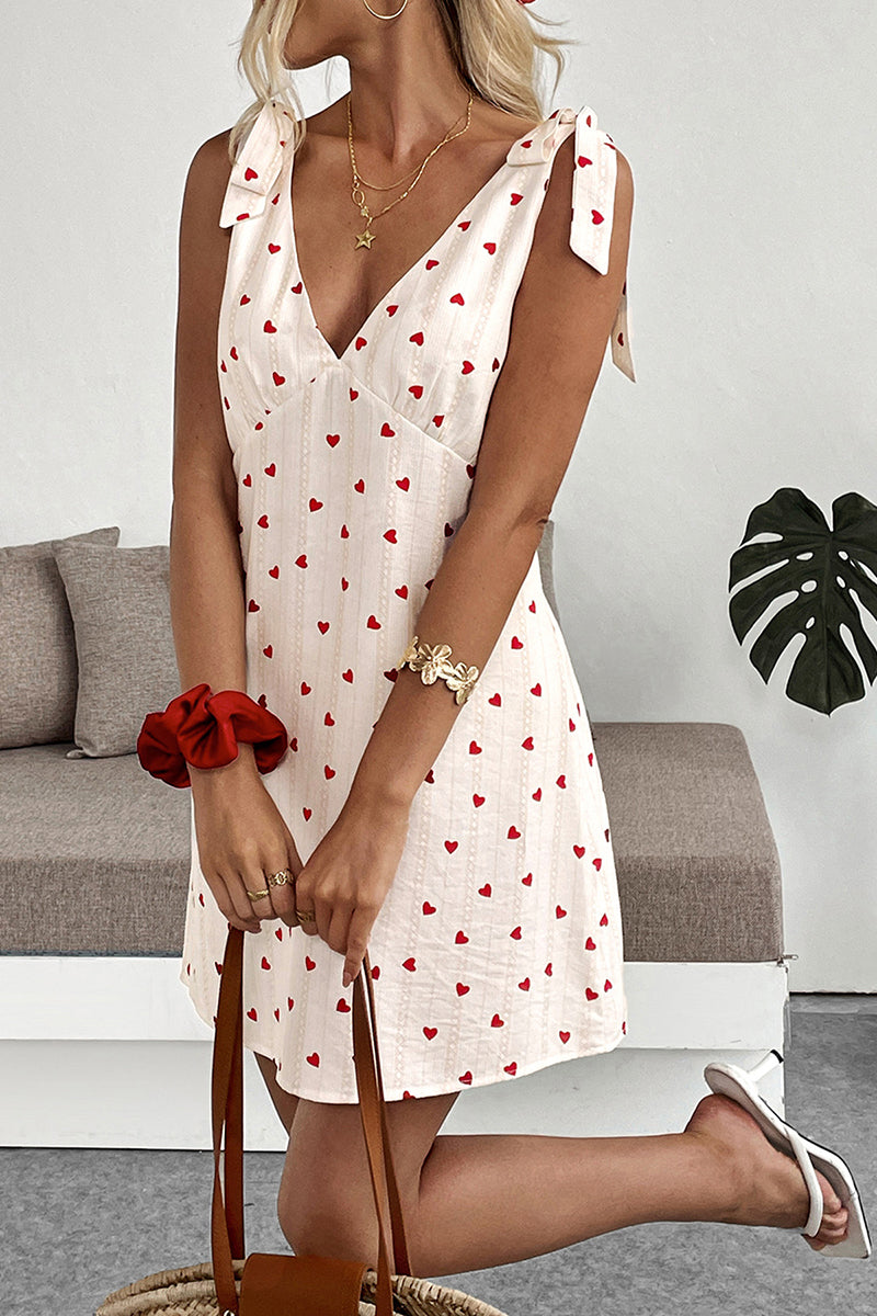 Heart Pattern Sleeveless Casual Dress