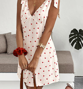 Heart Pattern Sleeveless Casual Dress