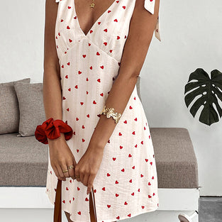 Heart Pattern Sleeveless Casual Dress