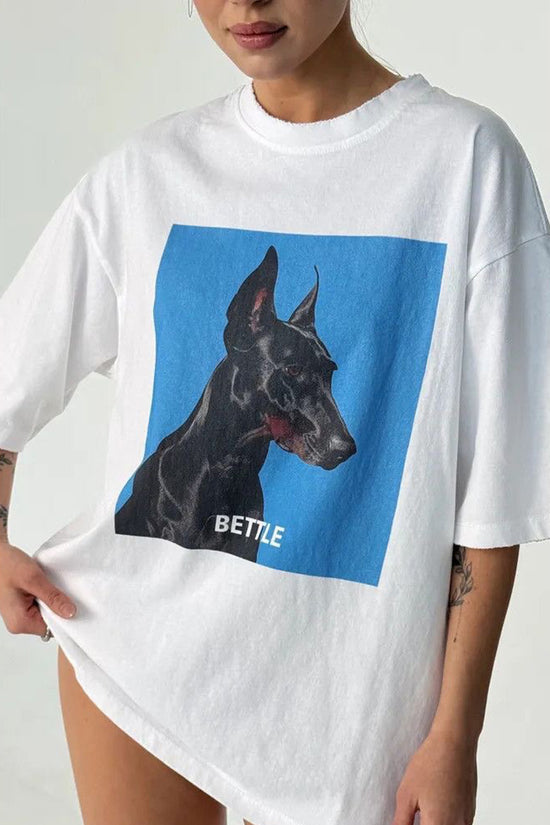 Graphic Dog Print Oversized T-Shirt