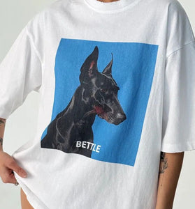 Graphic Dog Print Oversized T-Shirt