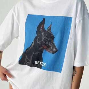 Graphic Dog Print Oversized T-Shirt