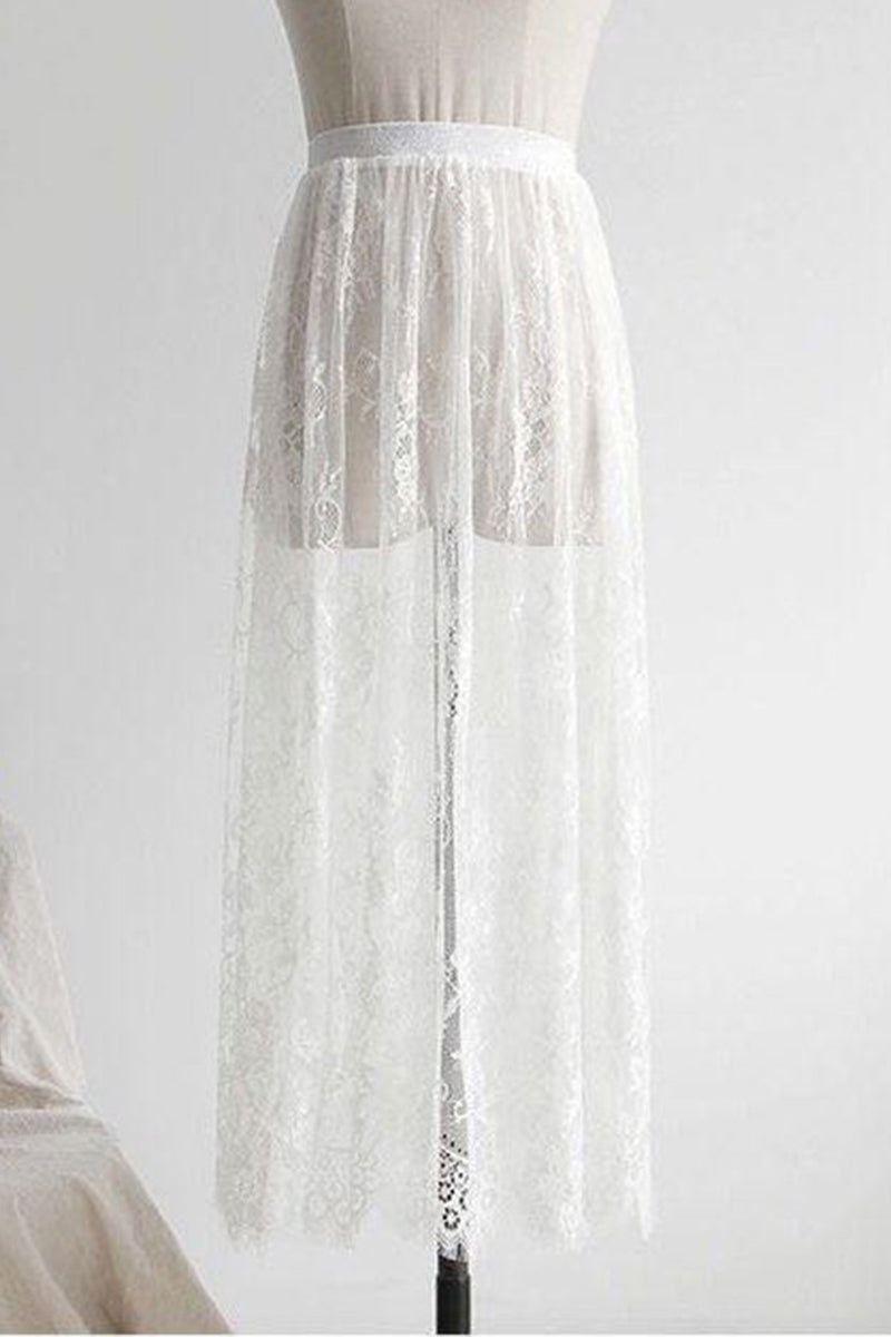 Elegant Lace Sheer Midi Skirt