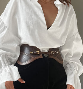 Elegant V-Neck Puff Sleeve Blouse
