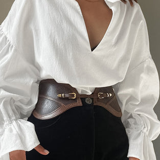 Elegant V-Neck Puff Sleeve Blouse
