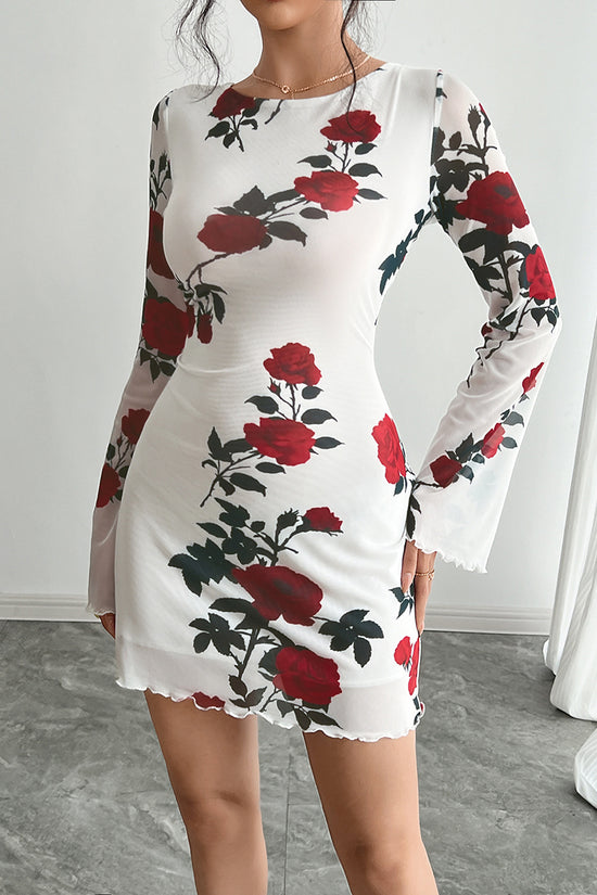 Floral Long Sleeve Bodycon Dress