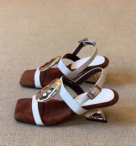 Geometric Heel Strappy Sandals