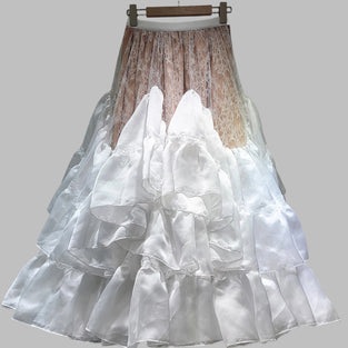 Elegant Lace Tiered Midi Skirt
