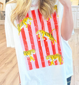 Striped Lobster Graphic T-Shirt
