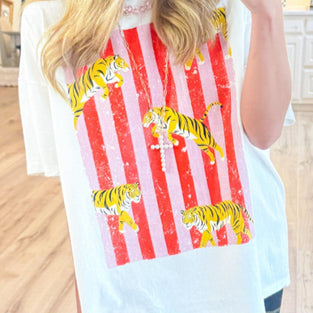 Striped Lobster Graphic T-Shirt