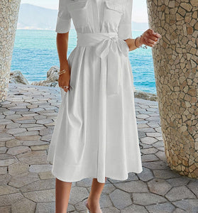Belted Midi Shirt Dress