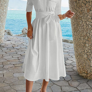 Belted Midi Shirt Dress