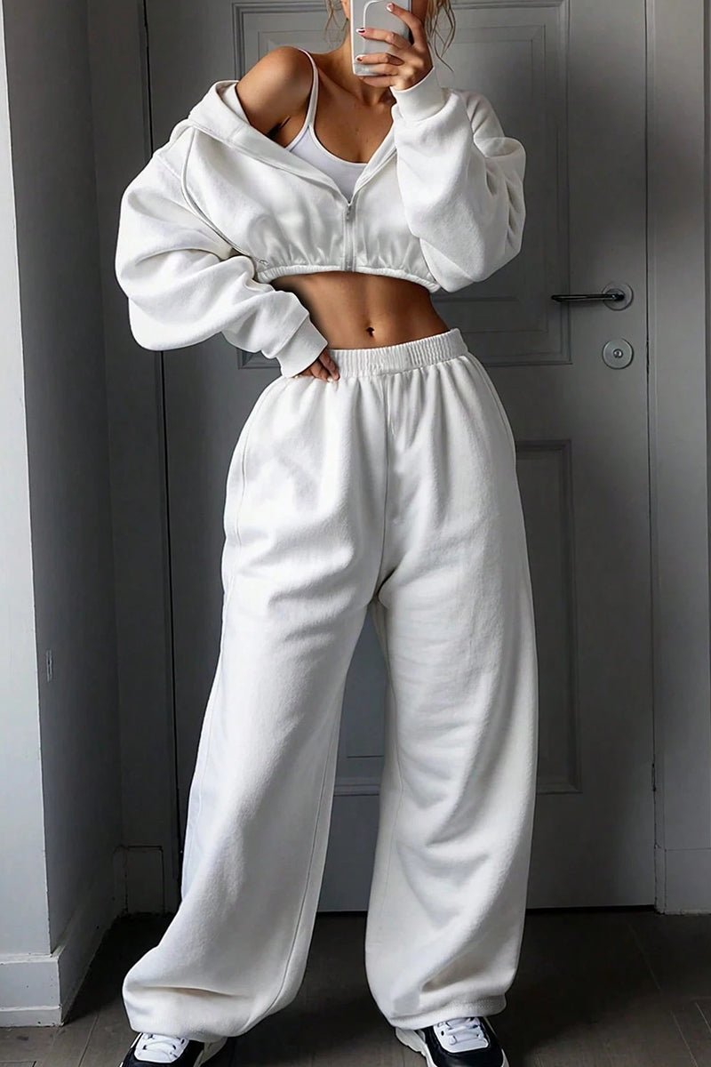 Cozy Cropped Hoodie and Sweatpants Set