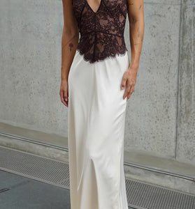 Halter Lace Contrast Maxi Dress