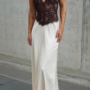 Halter Lace Contrast Maxi Dress