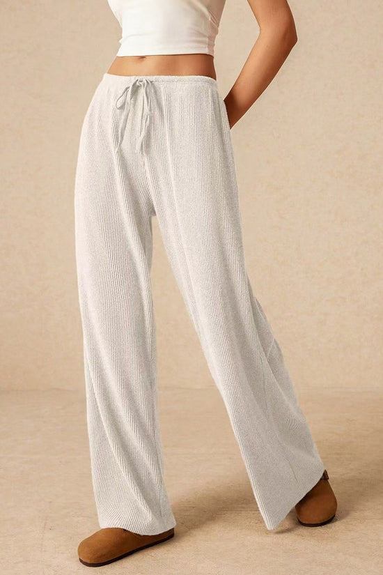 Comfy Ribbed Drawstring Casual Pants