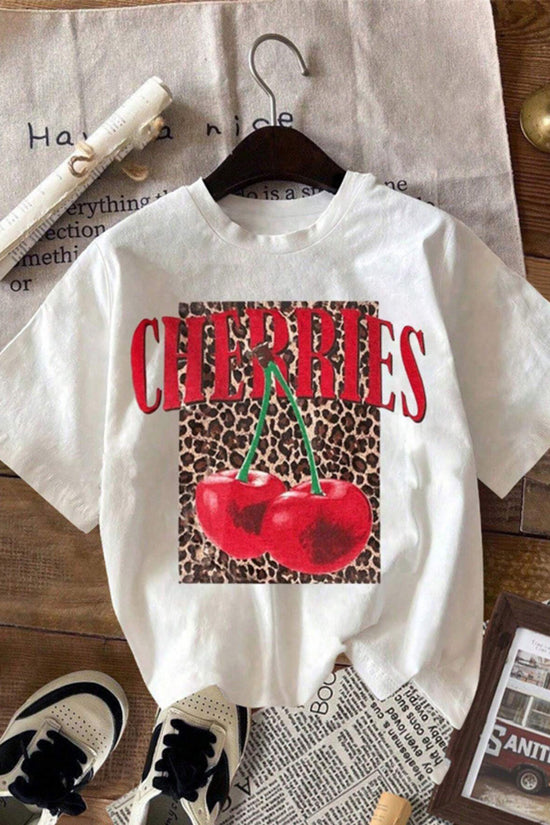 Cherry Leopard Graphic T-Shirt
