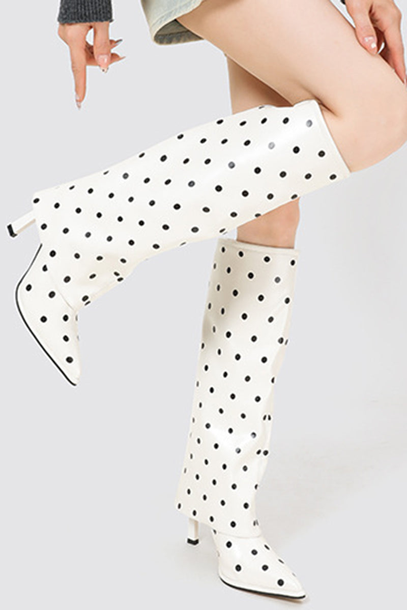 Polka Dot Knee-High Boots