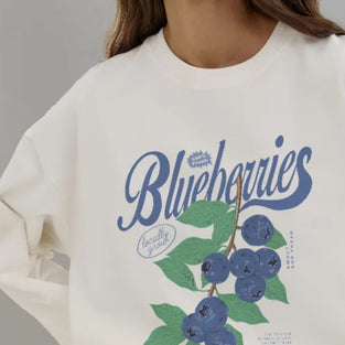Blueberry Graphic Long Sleeve T-Shirt