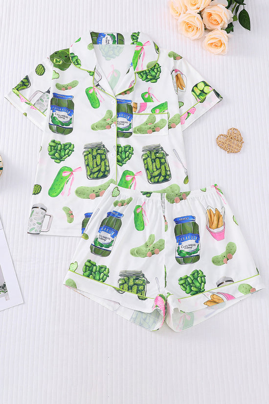 Fun Pickle Print Short Sleeve Pajama Set