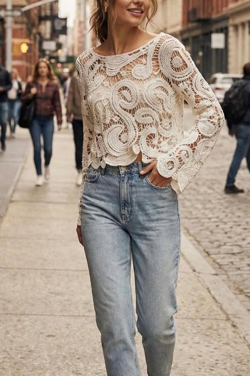 Intricate Lace Long Sleeve Top