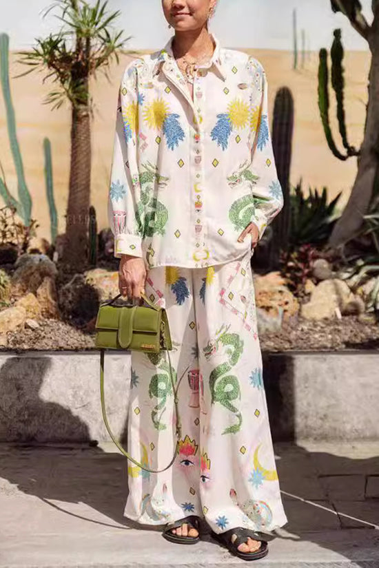 Abstract Print Relaxed Pants Set