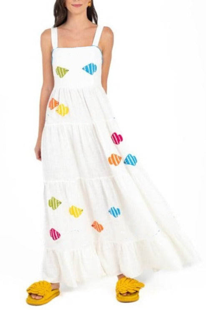 Colorful Fish Print Maxi Dress