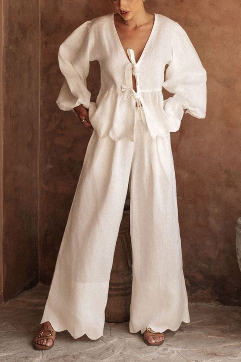 Elegant Tie-Front Pants Set