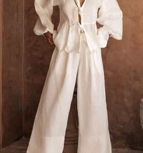 Elegant Tie-Front Pants Set