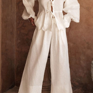 Elegant Tie-Front Pants Set