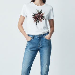 Bold Floral Embroidered T-Shirt