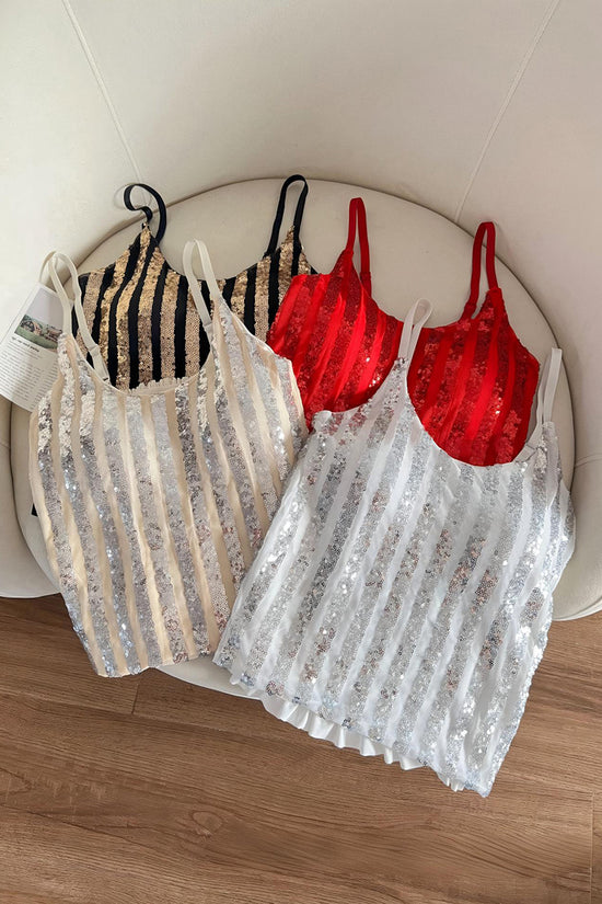 Striped Sequin Tank Top