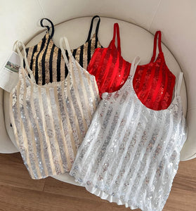 Striped Sequin Tank Top