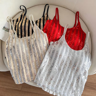 Striped Sequin Tank Top