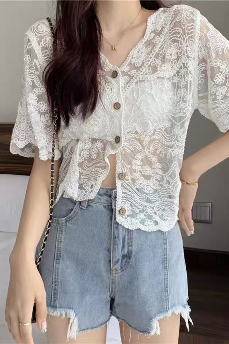 Elegant Floral Button-Up Blouse