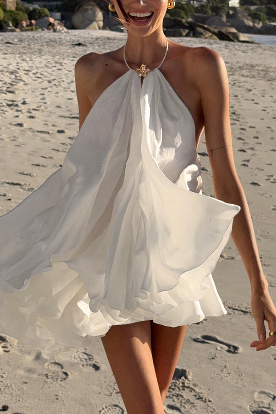 Halter Neck Casual Dress with Embellishment