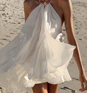 Halter Neck Casual Dress with Embellishment
