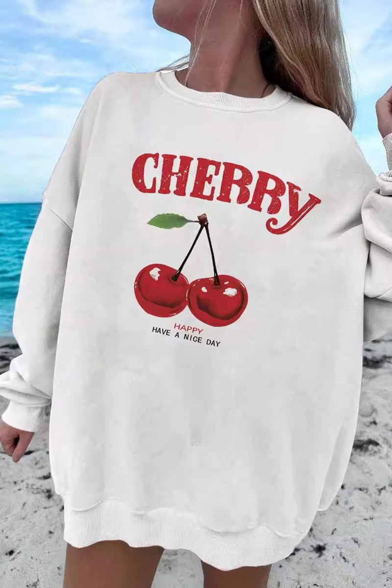 Cherry Graphic Oversized Sweatshirt