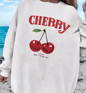 Cherry Graphic Oversized Sweatshirt