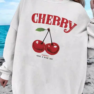 Cherry Graphic Oversized Sweatshirt