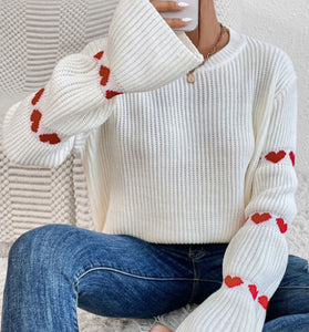 Heart Pattern Flare Sleeve Sweater