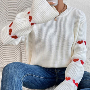 Heart Pattern Flare Sleeve Sweater
