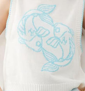 Fish Knit Sleeveless Sweater Vest