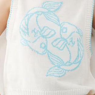 Fish Knit Sleeveless Sweater Vest