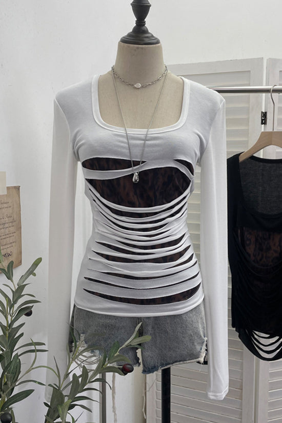Cutout Design Long Sleeve T-Shirt