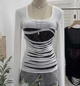 Cutout Design Long Sleeve T-Shirt