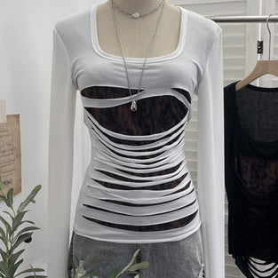 Cutout Design Long Sleeve T-Shirt